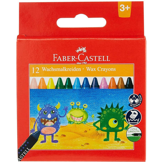 Faber Castell Wax Crayons 12 Colour 90MM