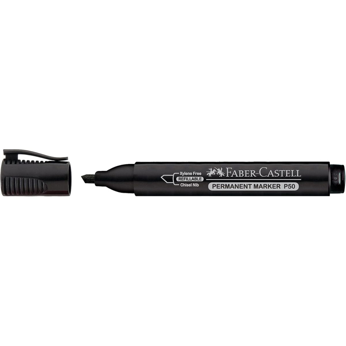 Faber Castell Permanent Marker Chisel Tip 4Pcs (Blue,Black,Red and Green)