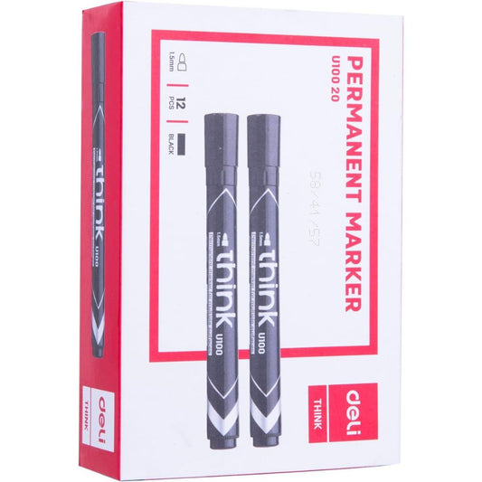 Permanent Marker Deli Think 1.5mm Bullet Tip 1.5mm (Pack Of 12) Black Blue Red Green