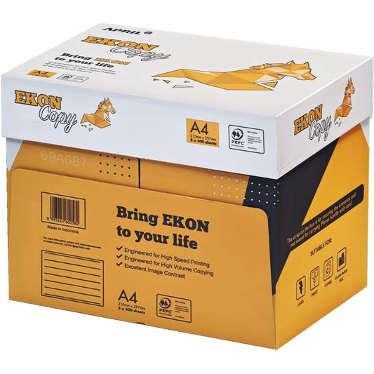 A4 Printer Paper Ekon Copy 1x5 Reams 80 Gsm Made In Indonesia