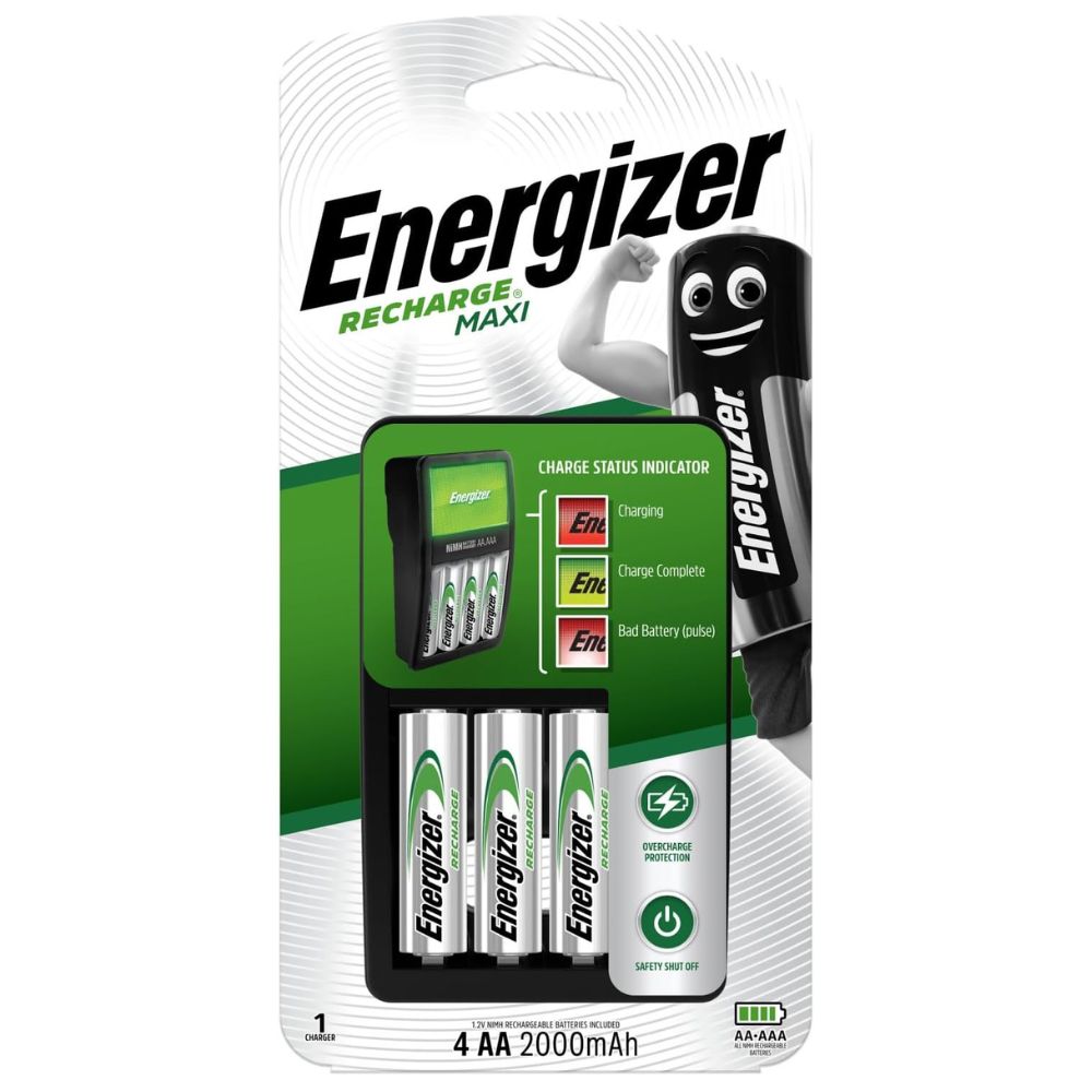 Energizer Charger Maxi for AA & AAA Batteries With 4 AA Rechargeable Batteries
