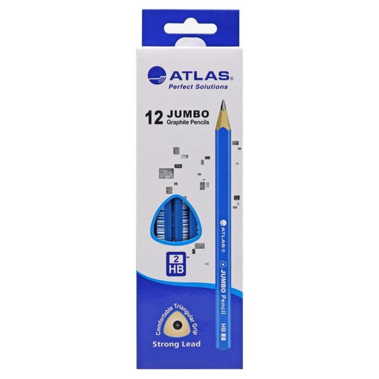 Atlas Jumbo Graphite Pencils, 2HB Lead, Without Eraser, Blue, Box of 12