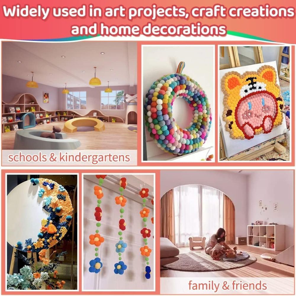 100 Pcs Pom Poms – Multi-Colored Pompoms for Arts and Crafts, Soft & Fluffy Puff Balls in Reusable