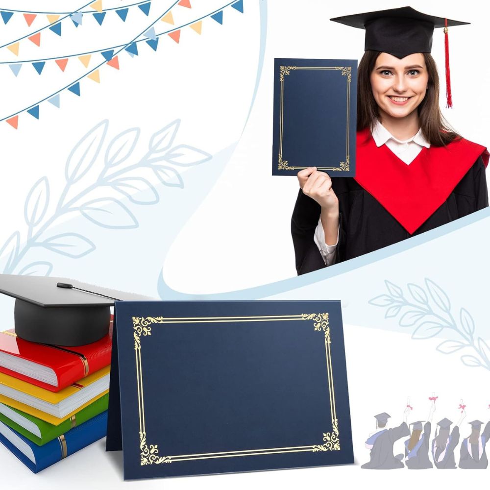 Certificate Holders Diploma Holder for Letter Paper Certificates Cardstock, Diploma Cover with Gold Foil