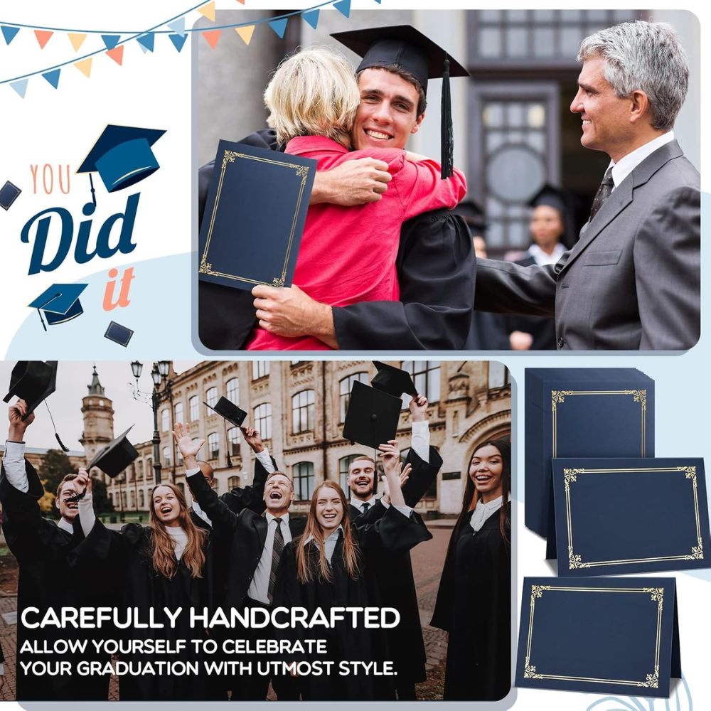 Certificate Holders Diploma Holder for Letter Paper Certificates Cardstock, Diploma Cover with Gold Foil