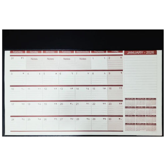Planner 2026 with Desk Blotter, 1Month 1Page, 50 x 35 cm, PVC