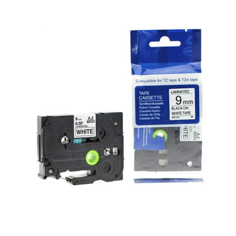 Brother TZ-221 9mm Black / White Labelling Tape