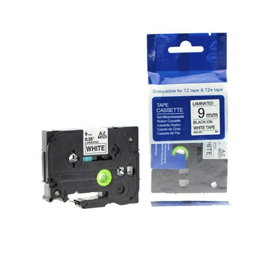 Brother TZ-221 9mm Black / White Labelling Tape