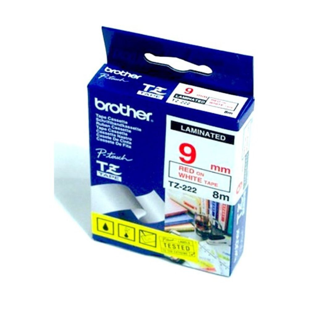 Brother TZ-222 8mm Red on White Labelling Tape
