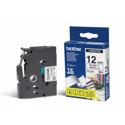 Brother TZ-231 12mm Black / White Labelling Tape