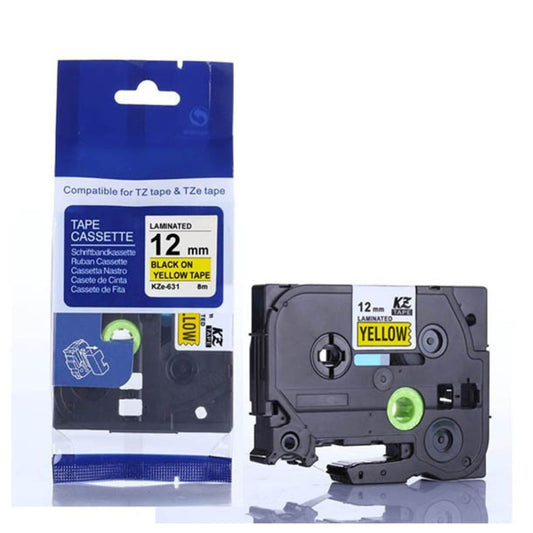 Brother TZ-631 12mm Black on Yellow Labelling Tape