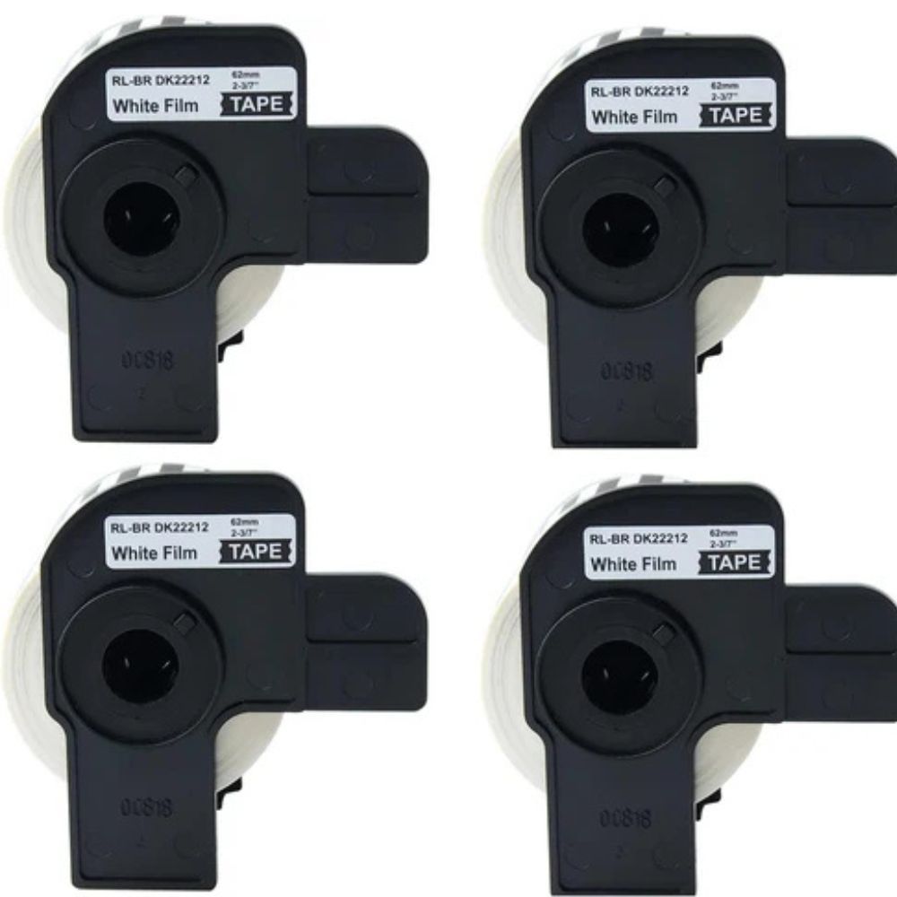 4-PCS 62mm x 15.24m Continuous White Film Label Replacement for DK-22212 for QL Label Printers