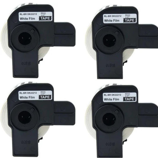 4-PCS 62mm x 15.24m Continuous White Film Label Replacement for DK-22212 for QL Label Printers