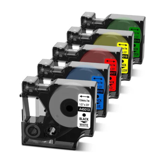 5 Color 12mm compatible Replacement D1 tape for Dymo LM160