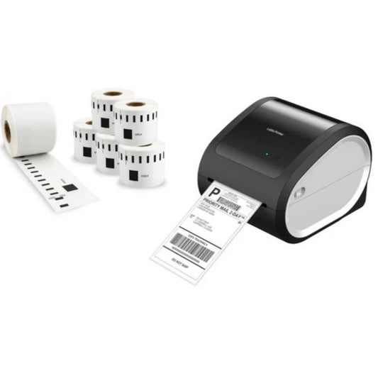 6XL Label Printer with 5 rolls of  99014 Labels - 54mm x 101mm -220 labels per roll