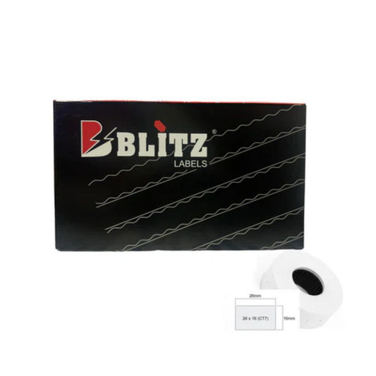 Box of 36 Rolls Blitz 2 Line Price Label Roll 26mm X 16mm 1000 Label Per Roll White