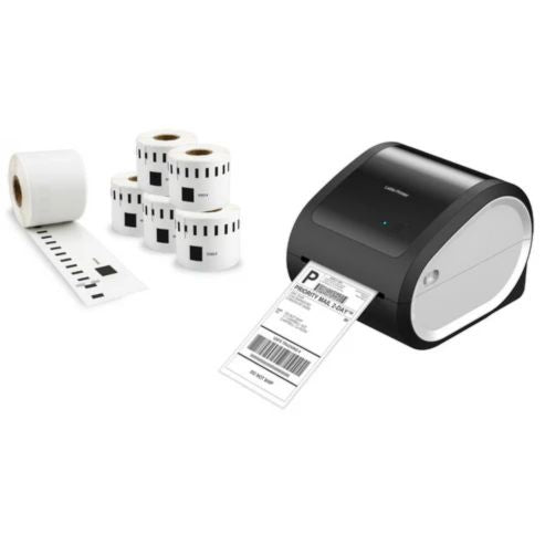 6XL Label Printer with 5 rolls of SKY 99014 Labels - 54mm x 101mm -220 labels per roll