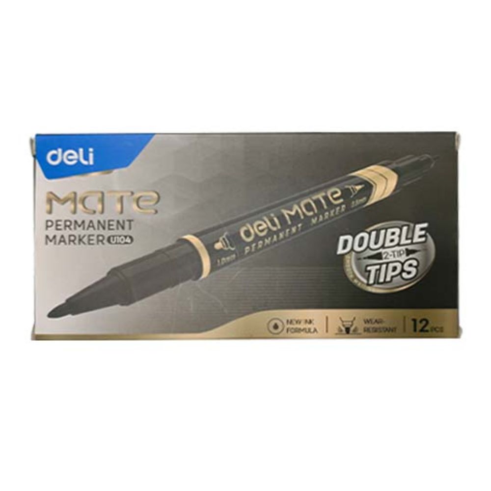 Deli Mate Permanent Marker Black/Blue 12Pcs U104
