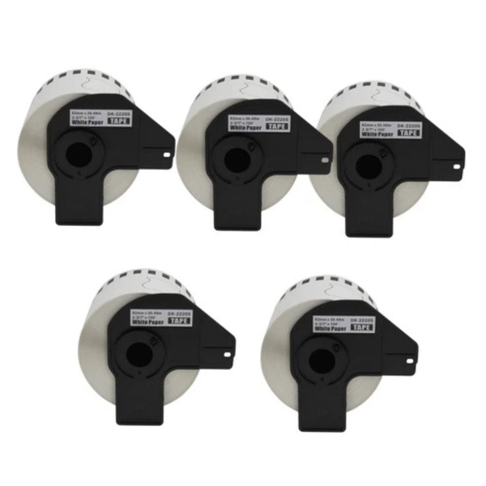 5 pcs SKY DK-22205 Continuous Labels 62mm x 30.48m for Brother QL Series Label Printers