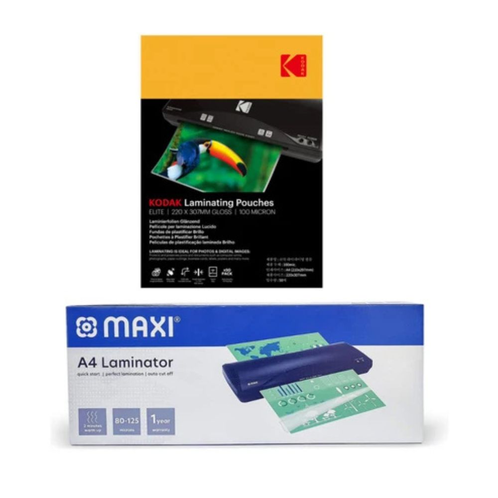 MAXI A4 Lamination Machine with 50 sheets Kodak A4 Lamination Pouch