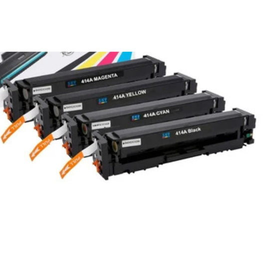414A Compatible Toner Cartridge Set (4-Pack: Black, Cyan, Magenta, Yellow) for HP Color LaserJet Printers