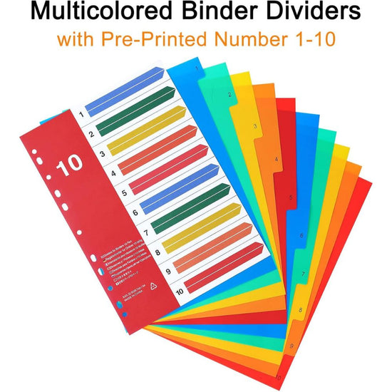 Separators / A4 File Dividers Pvc Multi Colours 1 To 10– Marina Stationers