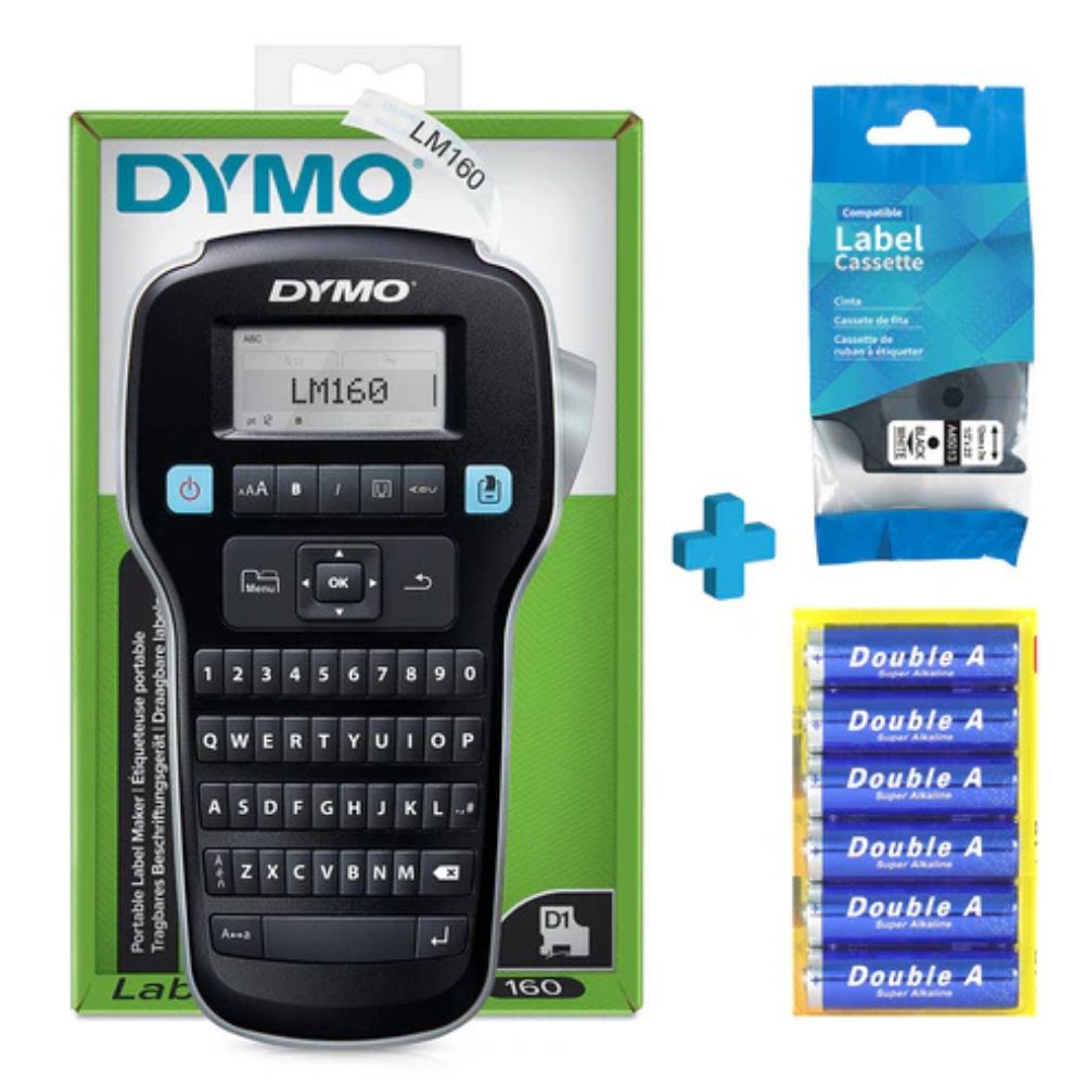 DYMO LM 160 Label Maker with English Keypad with 12 mm Compatible Tape and 6pcs AAA Batteries