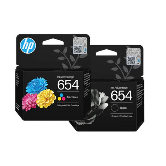 HP 654 Black and Color ink cartridge set for HP DeskJet Ink Advantage 2975, 6575 and 4376 Printers